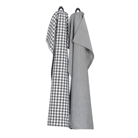 Recycled Tea Towel 2-pack Bella, Dark Grey/White