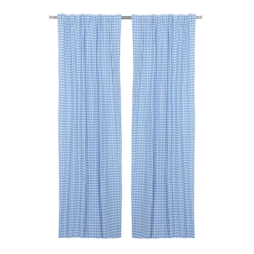 Recycled Curtain Panel 2-pack Bella, Light Blue/White