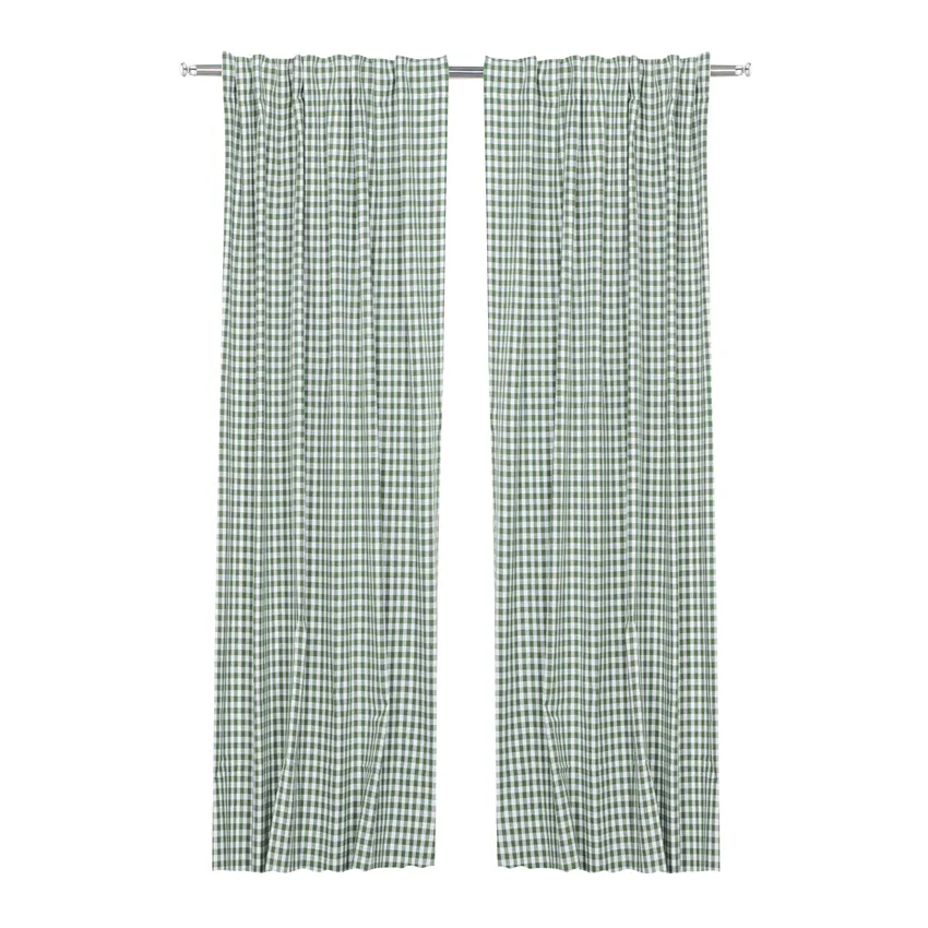 Recycled Curtain Panel 2-pack Bella, Green/White