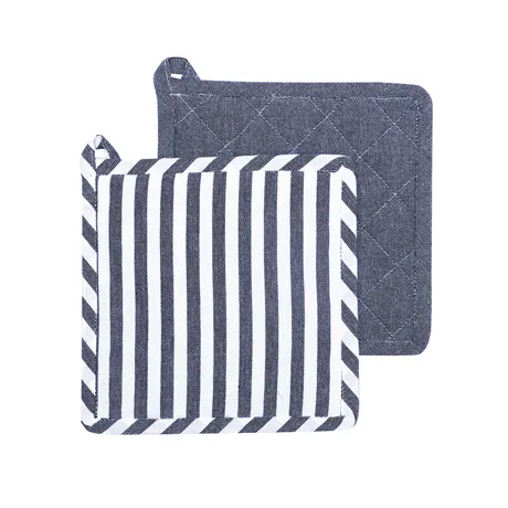 Recycled Pot Holder 2-pack Melker, Navy Blue/White