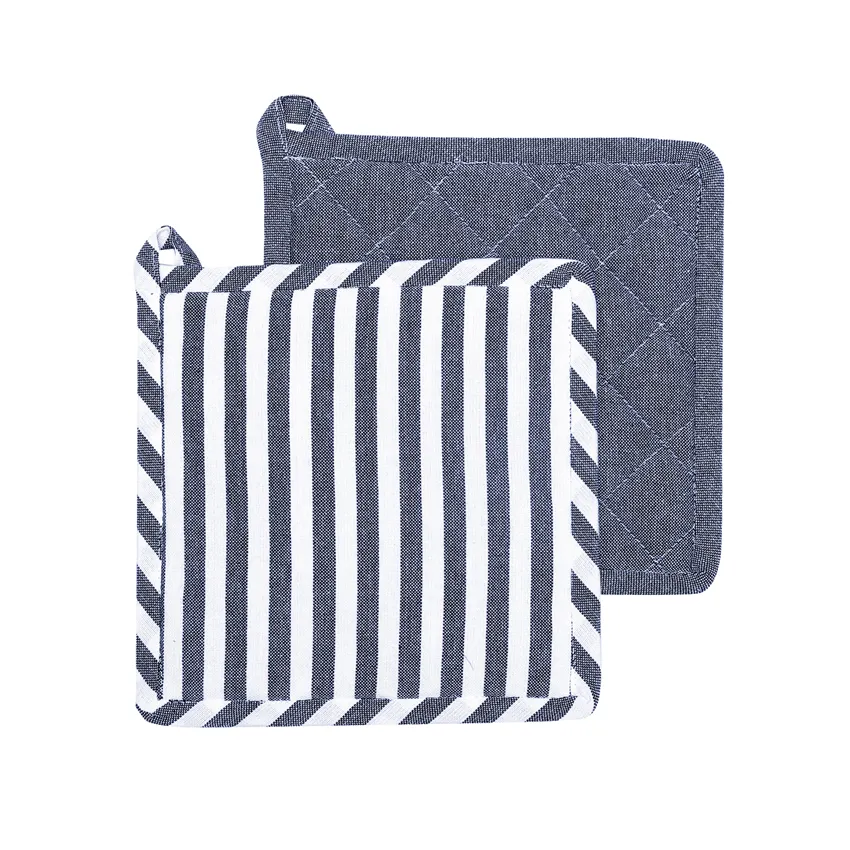 Recycled Pot Holder 2-pack Melker, Navy Blue/White