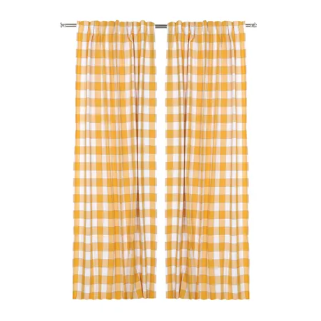 Recycled Curtain Panel 2-pack Ted, Yellow/White