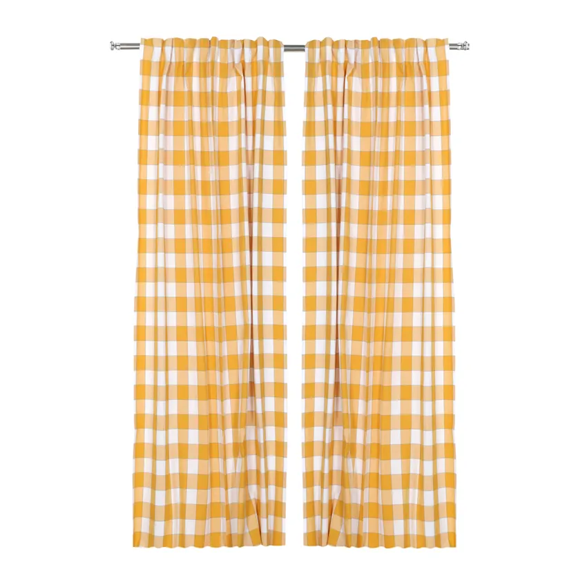 Recycled Curtain Panel 2-pack Ted, Yellow/White