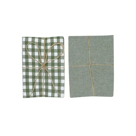 Recycled Tea Towel 2-pack Bella, Green/White