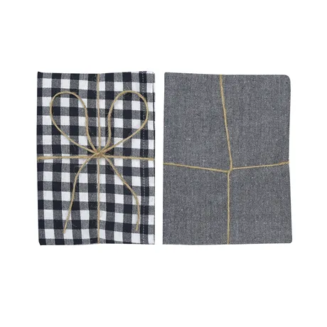 Recycled Tea Towel 2-pack Bella, Navy Blue/White