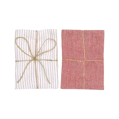 Recycled Tea Towel 2-pack Bianca, Red/White