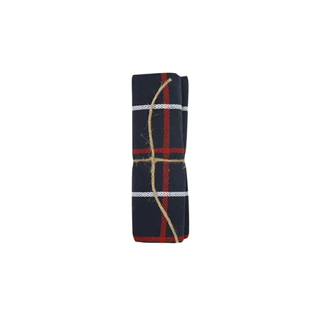 Recycled Tea Towel Lysekil, Navy Blue/Red/White