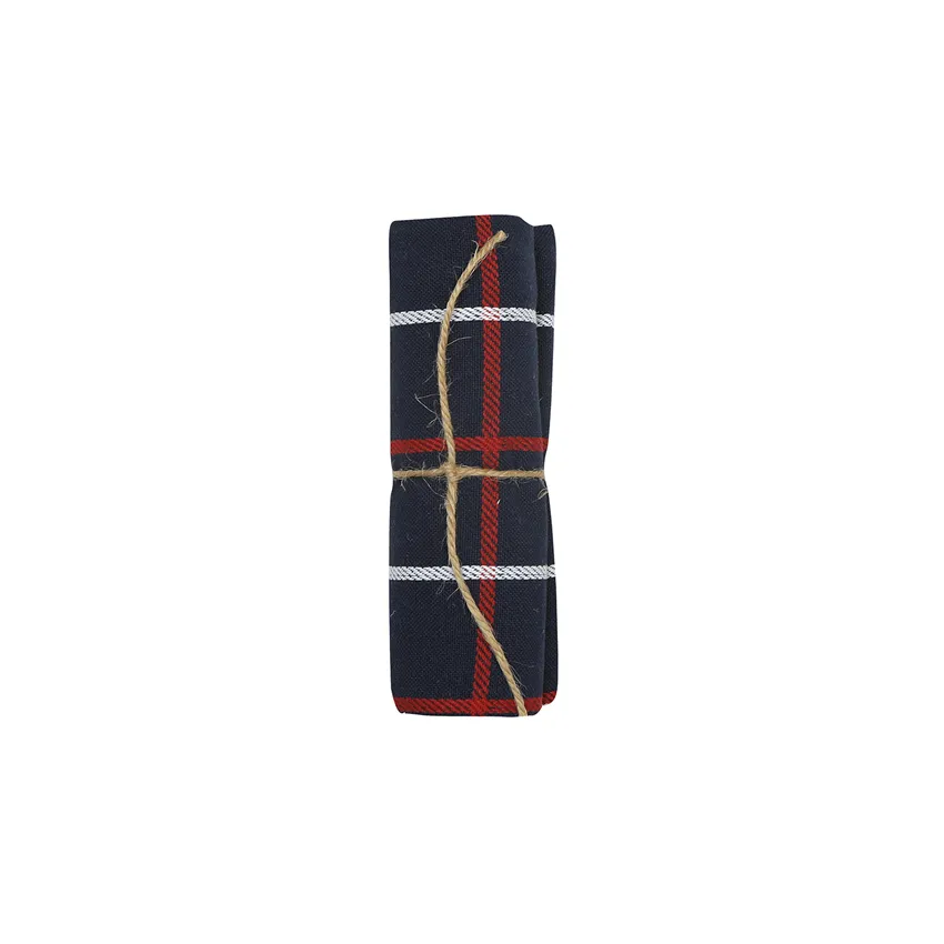 Recycled Tea Towel Lysekil, Navy Blue/Red/White