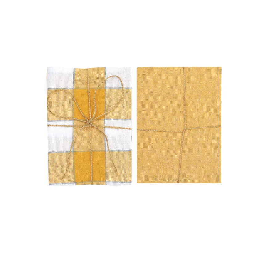 Recycled Tea Towel 2-pack Ted, Yellow/White