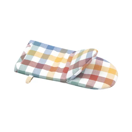 Recycled Oven Mitt Ruth, Green/Rust/Beige