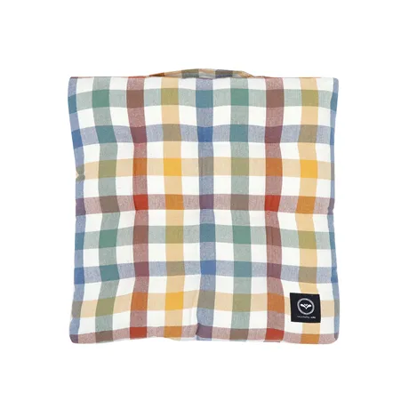 Recycled Chair Pad Ruth, Green/Rust/Beige