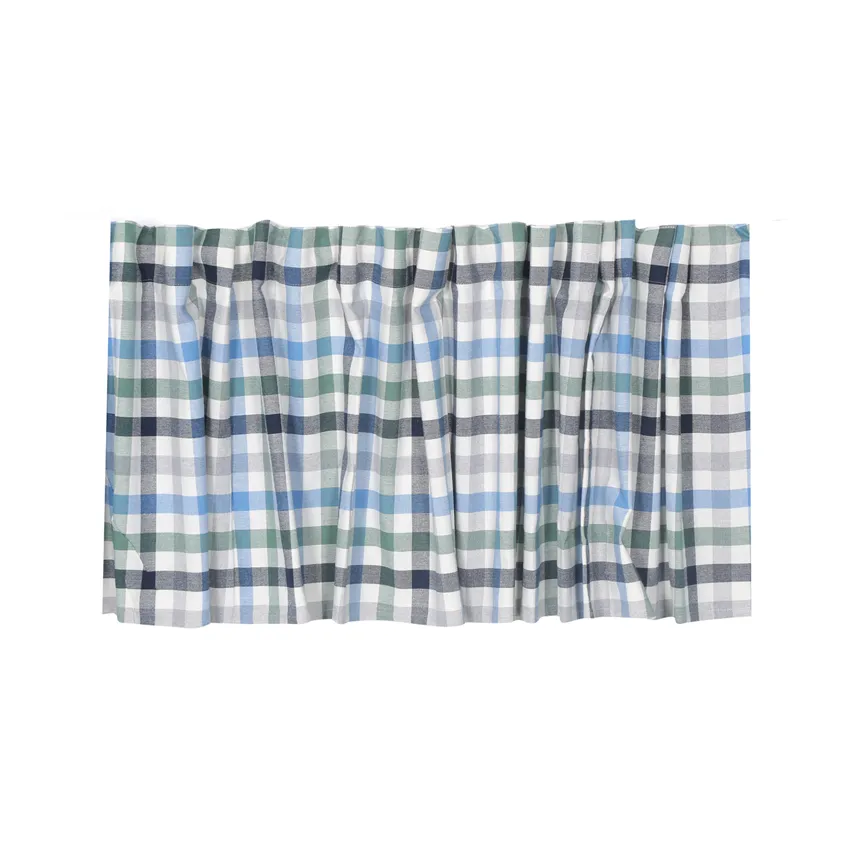Recycled Curtain Valance Ruth, Light Blue/Grey/Beige