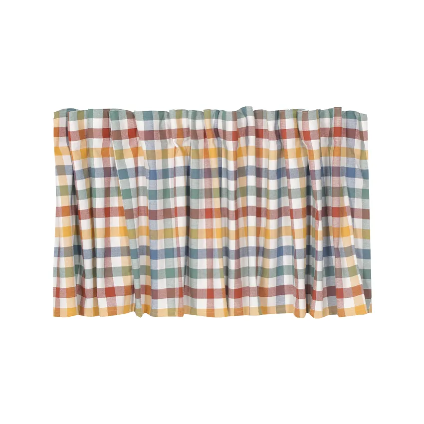 Recycled Curtain Valance Ruth, Green/Rust/Beige