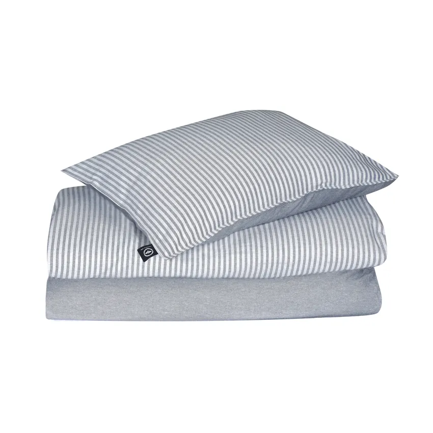 Recycled Duvet Cover Set Elias, 2-parts, Black/Light Grey