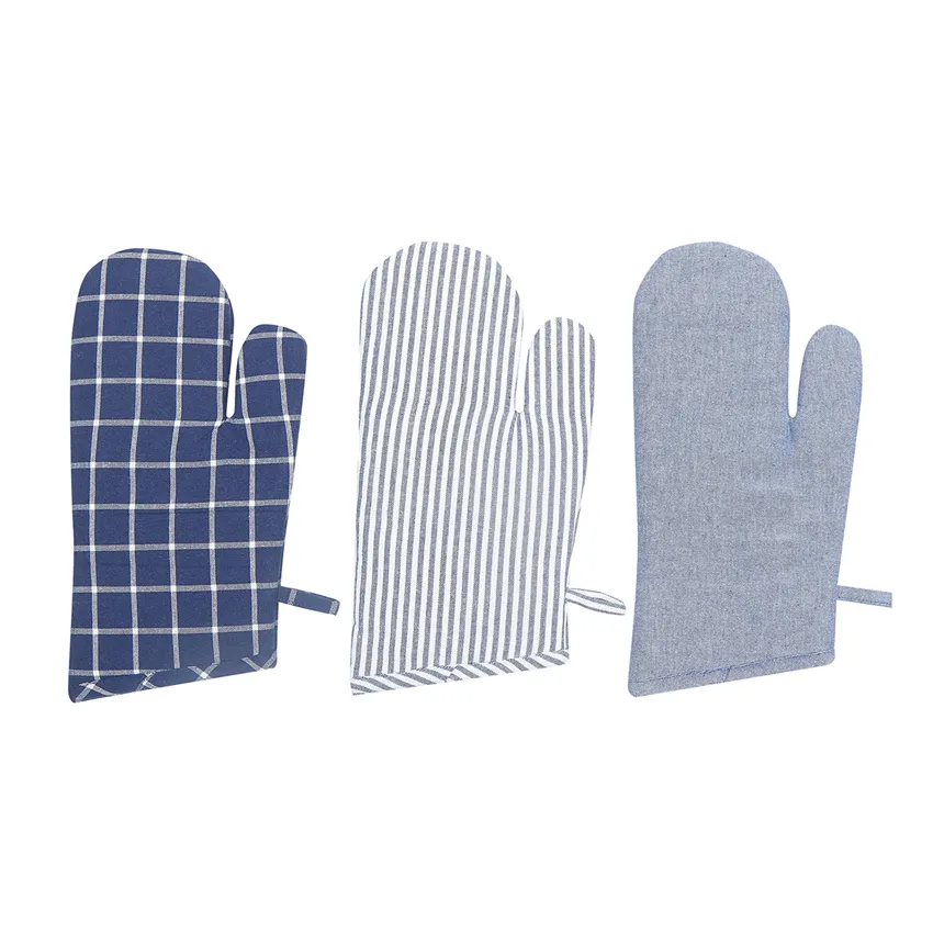 Recycled Oven Mitt Recycling, 3-assorted, Blue/White