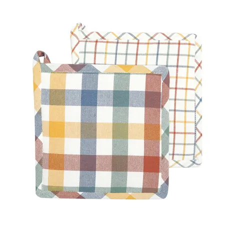Recycled Pot Holder 2-pack Ruth, Green/Rust/Beige