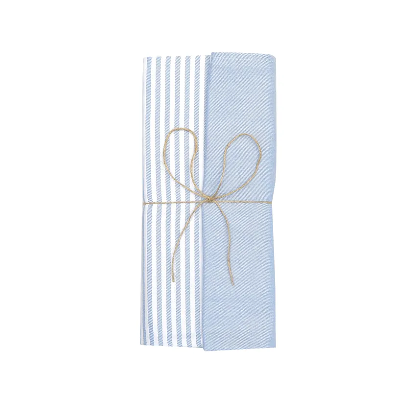Recycled Duvet Cover Set Elias, 2-parts, Light Blue/White