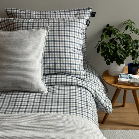 Recycled Duvet Cover Set Elliot, 2-parts, Grey/Grey Blue/White