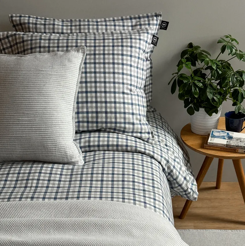 Recycled Pillowcase Elliot, Grey/Grey Blue/White