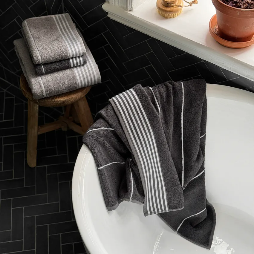 Hand Towel Kungshamn, Bamboo, Grey/White