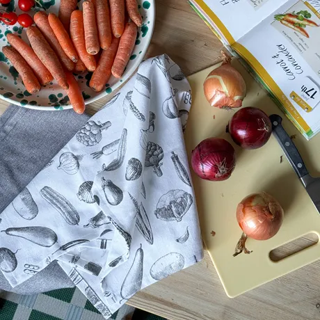 Recycled Tea Towel 2-pack Maj, Dark Grey/White