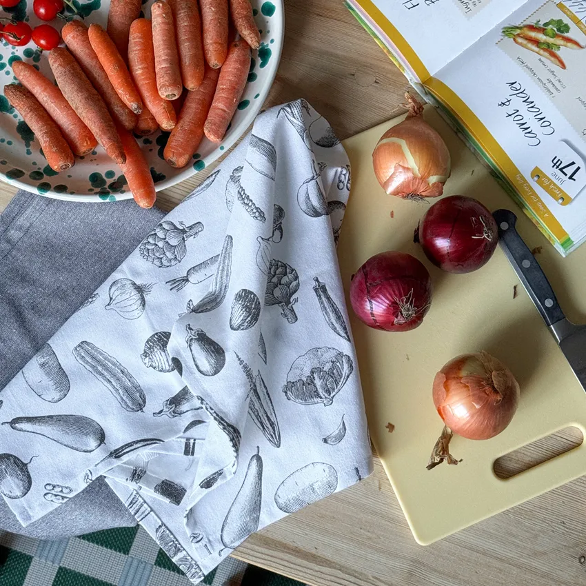 Recycled Tea Towel 2-pack Maj, Dark Grey/White