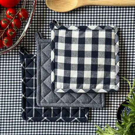 Recycled Pot Holder Recycling, 3-assorted, Navy Blue/White