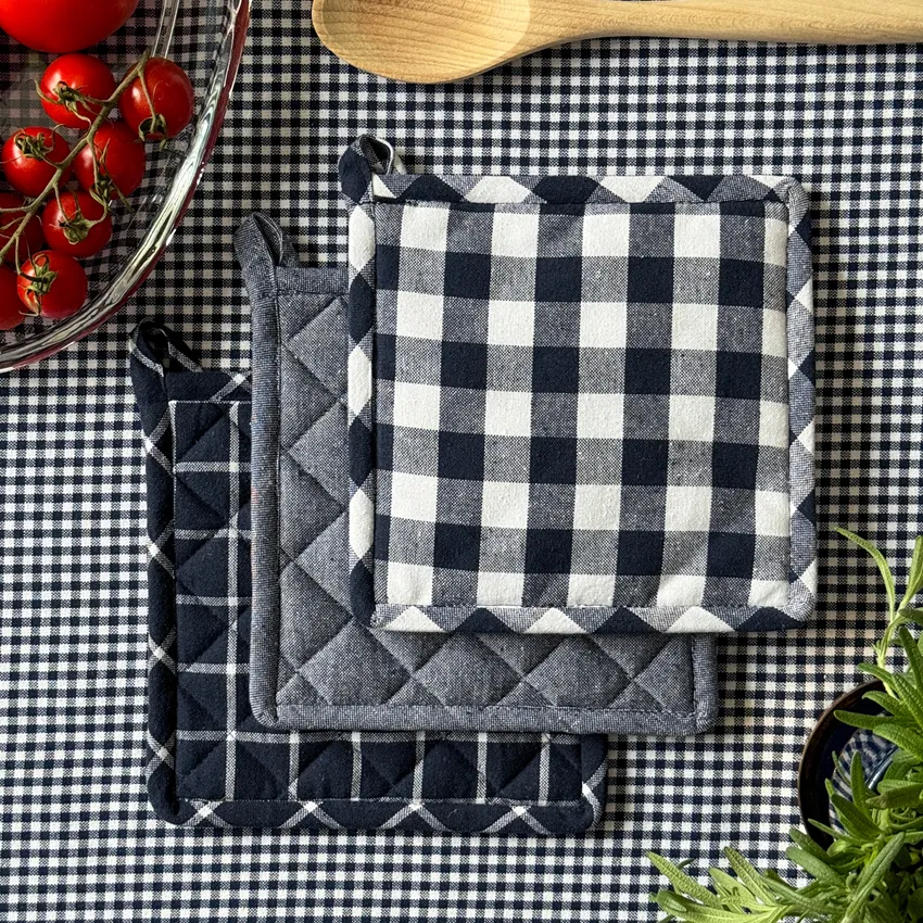 Recycled Pot Holder Recycling, 3-assorted, Navy Blue/White