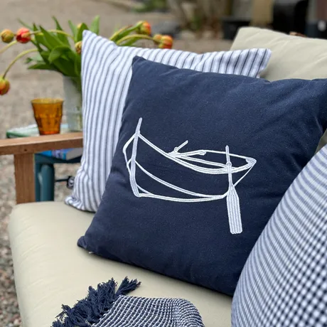 Recycled Cushion Cover Roddbåt, Navy Blue