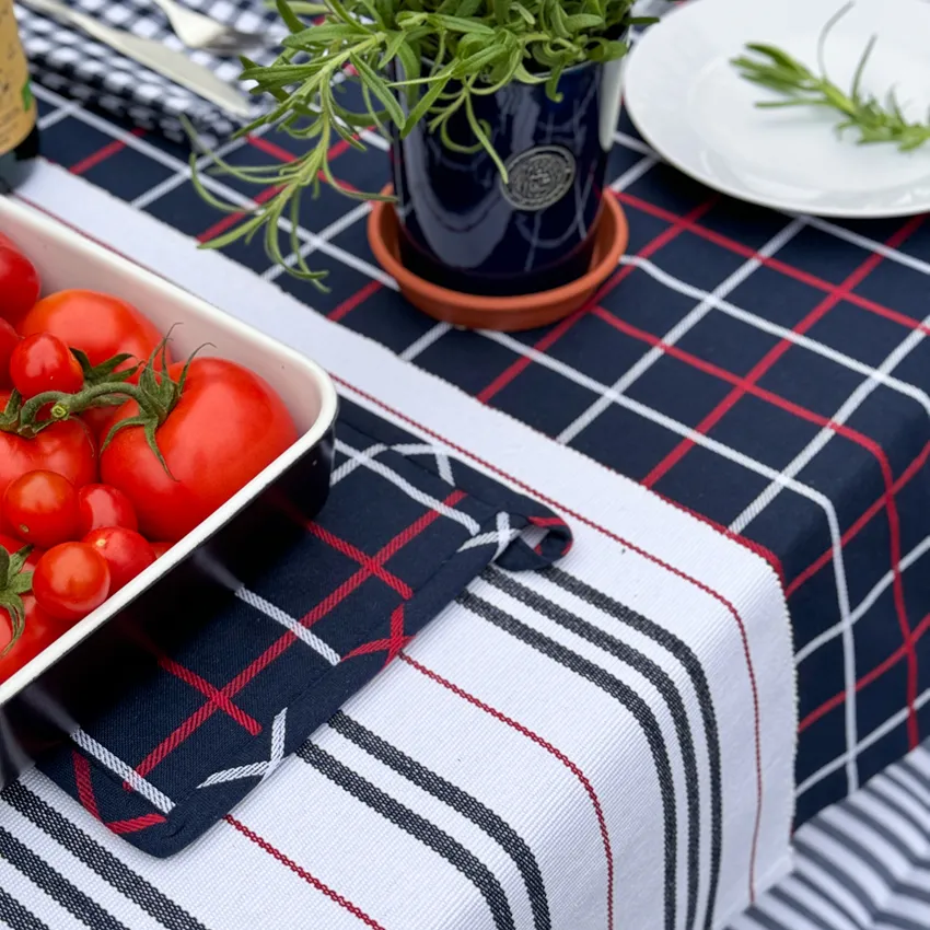Recycled Pot Holder Lysekil, Navy Blue/Red/White