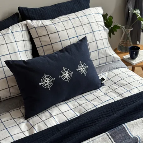 Recycled Cushion Cover Kompass, Navy Blue