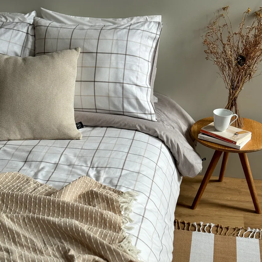 Pillowcase Gotland, Brown/Sand/White