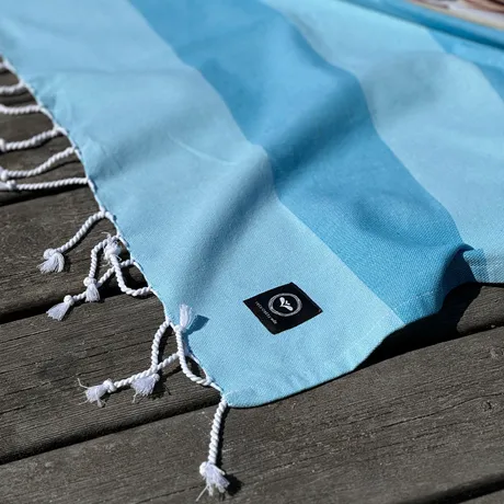Recycled Bath Sheet Hamam Kochi, Aqua/blue