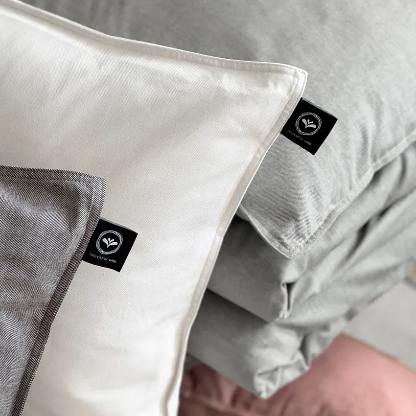 Recycled Pillowcase Estelle, Beige/White