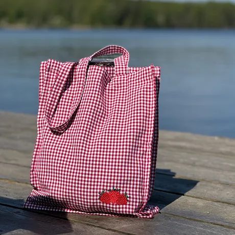 Recycled Shopping Bag Kerstin, Dark Red/White