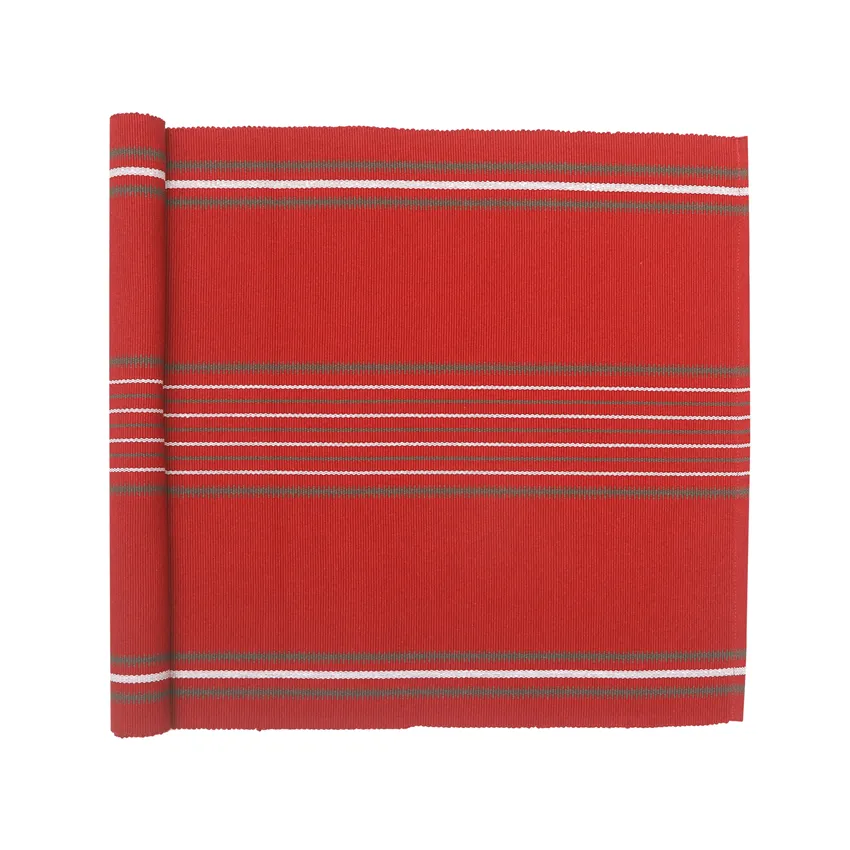 Recycled Table Runner Linda, Dark Red/Olive Green