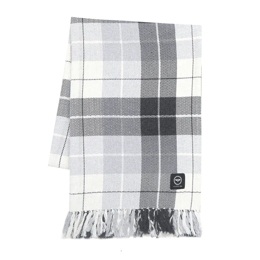 Recycled Blanket Adam, Dark Grey/Light Grey/Ecru