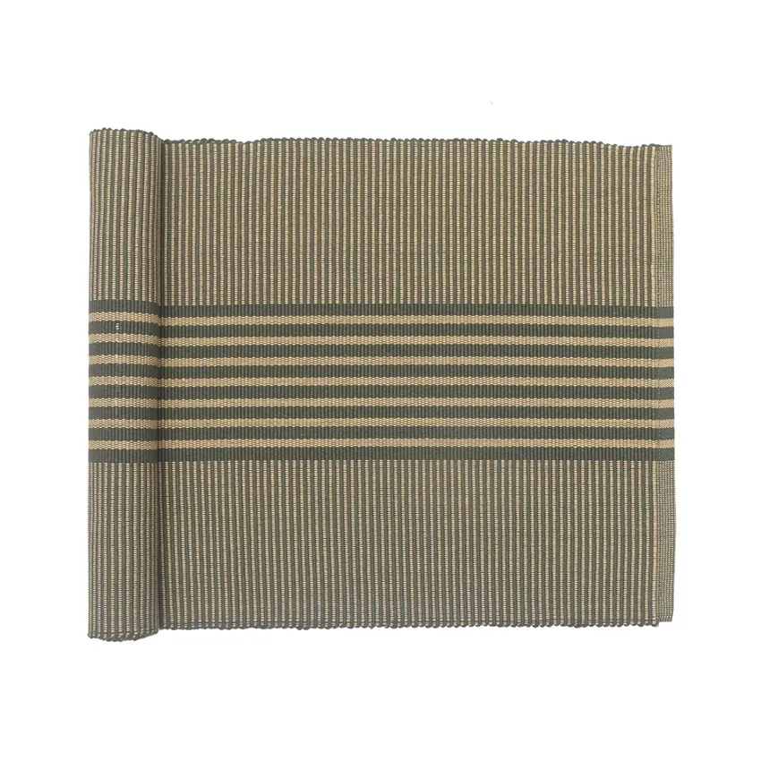 Recycled Table Runner Isa, Olive Green/Sand