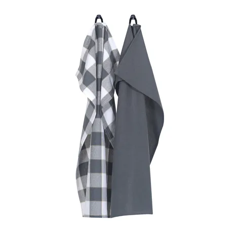 Recycled Tea Towel 2-pack Ted, Dark Grey/Sand/White