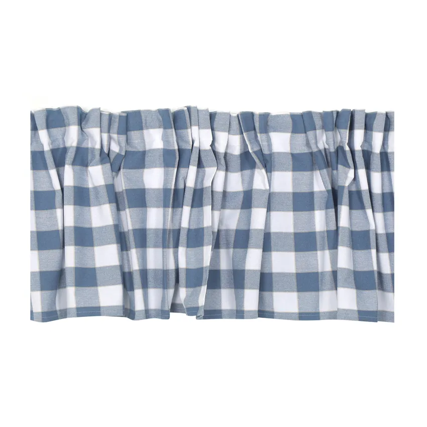 Recycled Curtain Valance Ted, Grey Blue/Linen/White