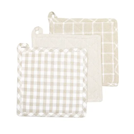 Recycled Pot Holder Recycling, 3-assorted, Linen/White
