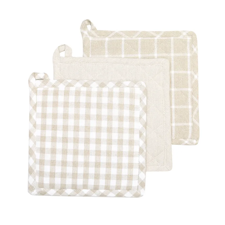 Recycled Pot Holder Recycling, 3-assorted, Linen/White