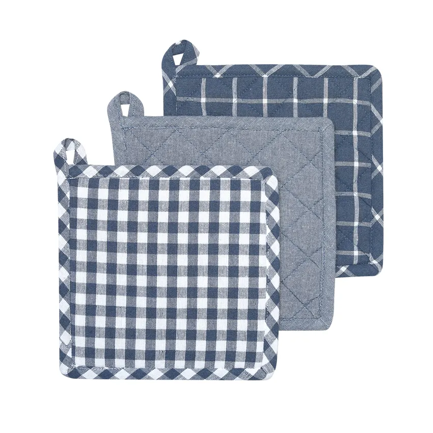 Recycled Pot Holder Recycling, 3-Assorted, Grey Blue/White