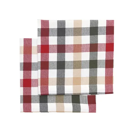 Recycled Napkin 2-pack Ruth, Dark Red/Olive Green/Dark Grey