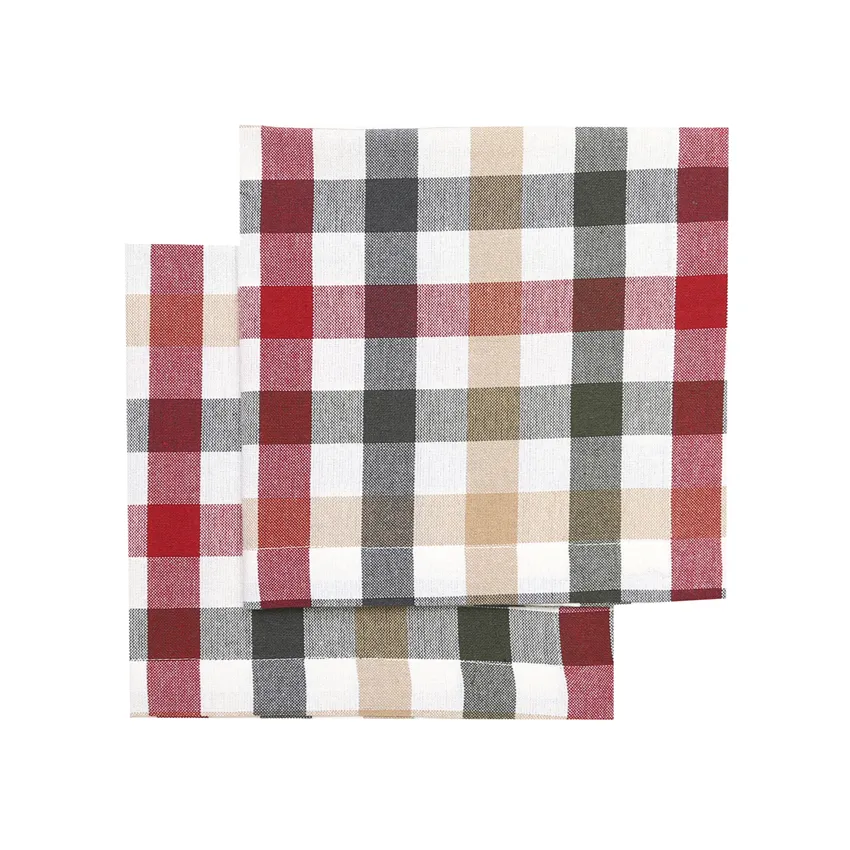 Recycled Napkin 2-pack Ruth, Dark Red/Olive Green/Dark Grey