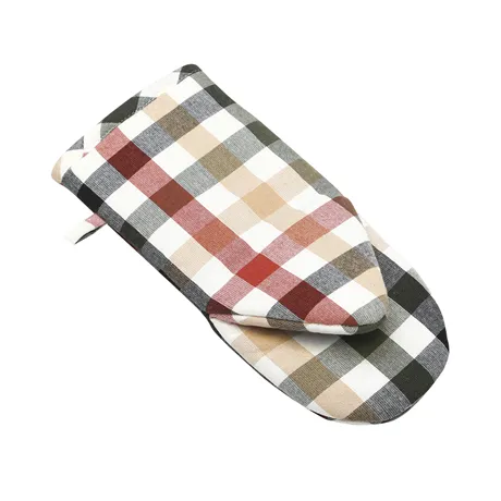 Recycled Oven Mitt Ruth, Olive Green/Black/Rust