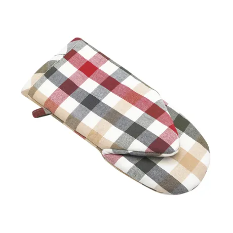 Recycled Oven Mitt Ruth, Dark Red/Olive Green/Dark Grey