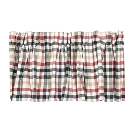 Recycled Curtain Valance Ruth, Olive Green/Black/Rust