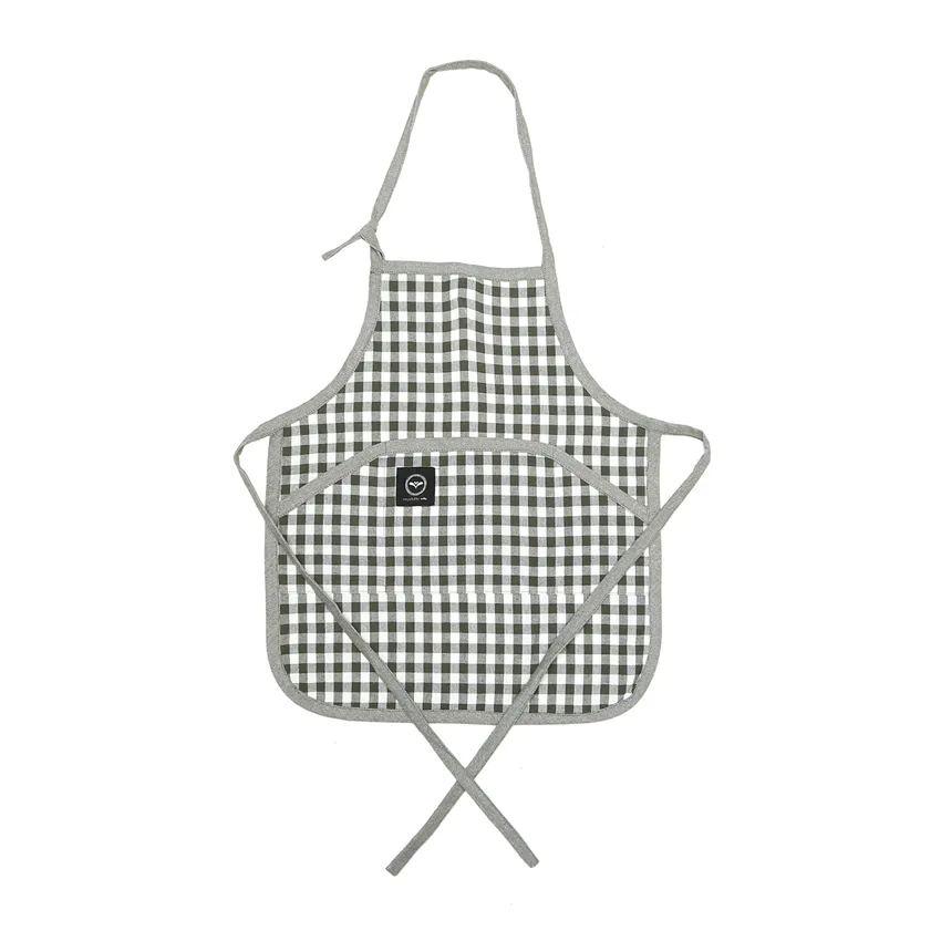 Recycled Childen's Apron Bella, Olive Green/Beige