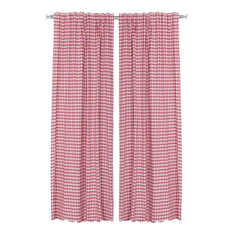 Recycled Curtain Panel 2-pack Bella, Dark Red/Beige